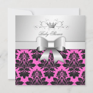 311-Blackberry Precious Pink Damask   Baby Shower Invitation
