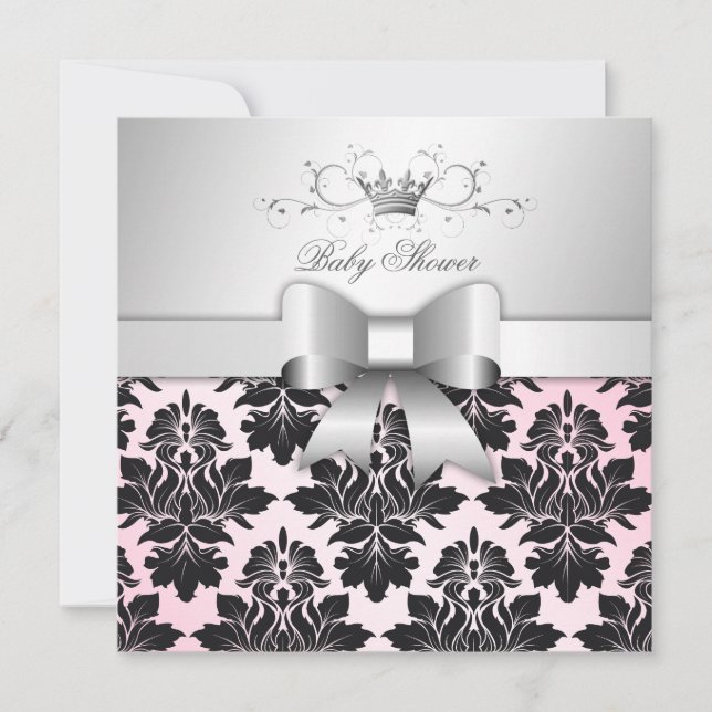 311-Blackberry Precious Pink Damask | Baby Shower Invitation (Front)