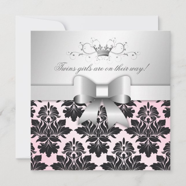 311-Blackberry Precious Pink Damask | Baby Shower Invitation (Front)