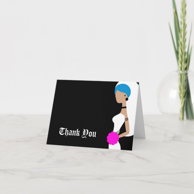 311 Blue Punk Bride Thank You Card (Front)