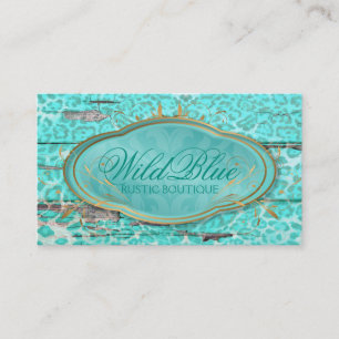 311 Bodacious Turquoise Rustic Leopard Business Card