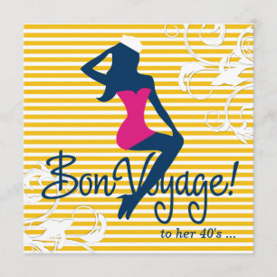 311-Bombshell Silhouette Nautical Theme Invitation
