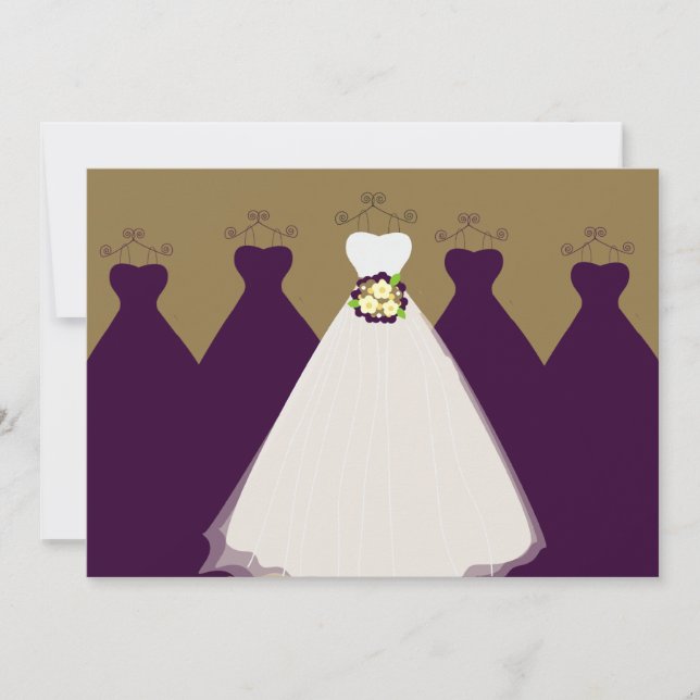 311 Bridal Party Eggplant & Gold Invitation (Front)