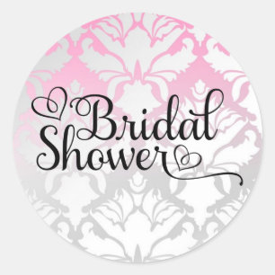 311 Bridal Shower Aqua Metallic Damask Classic Round Sticker