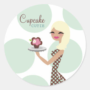 311-Candie Cupcake Cutie_Turquoise Classic Round Sticker