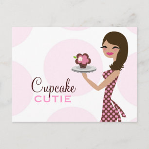 311 Candie Cupcake Cutie Wavy Brunette Invitation Postcard