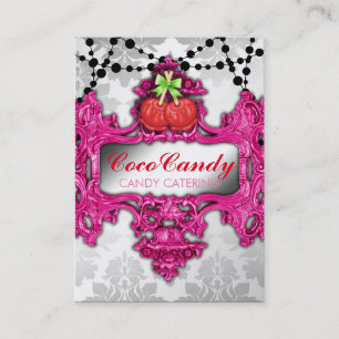 311 Candy Apple Pink Wonderland White Damask Business Card