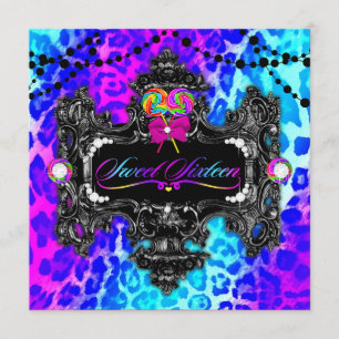 311 Candy Wonderland Leopard Sweet 16 Invitation