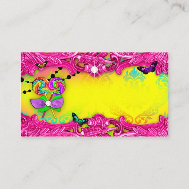 311 Candy Wonderland Pink Sweet 16 Place Cards (Front)