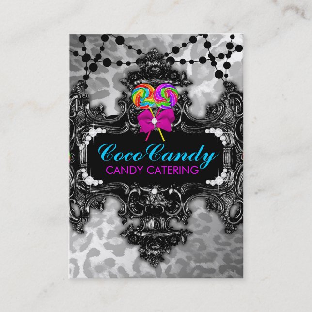 311 Candy Wonderland White Leopard Business Card (Front)