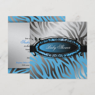 311-C'est Luxueux Hot Momma Pink Zebra Baby Invitation