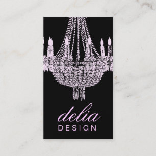 311 Chandelier Chic Pink & Black Pearl Metallic Business Card