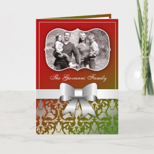 311-Christmas Card Present with Silver Bow