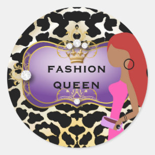 311 Ciao Bella Fashionista Purple Red Hair Classic Round Sticker