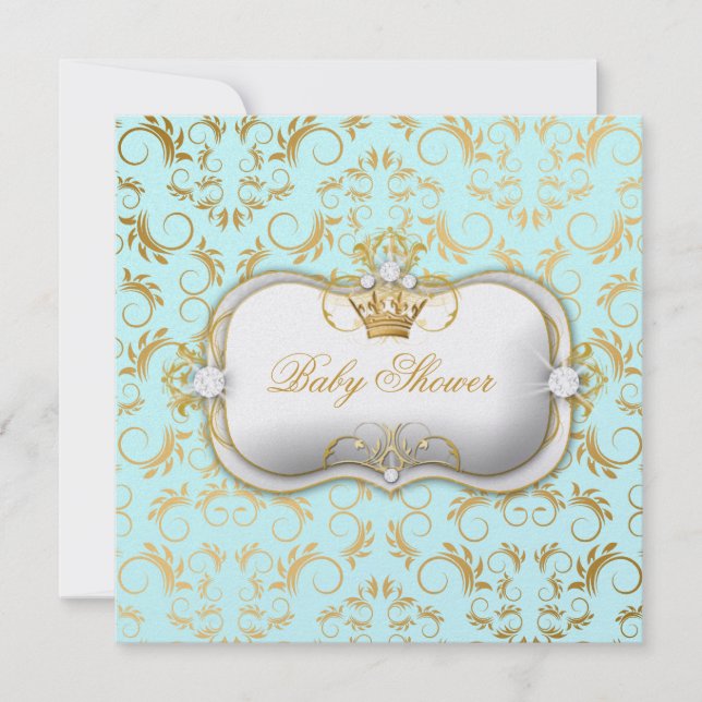 311 Ciao Bella Golden Divine Blue Baby Shower Invitation (Front)