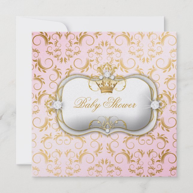 311 Ciao Bella Golden Divine Pink Baby Shower Invitation (Front)