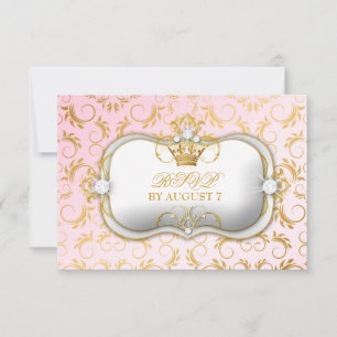 311 Ciao Bella Golden Divine Pink Baby Shower RSVP Card
