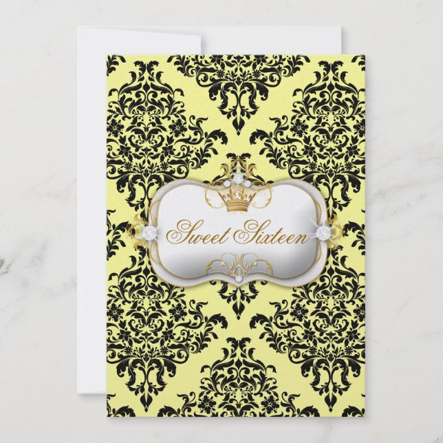 311 Ciao Bella & Lovey Dovey Damask Lemon Ice Invitation (Front)