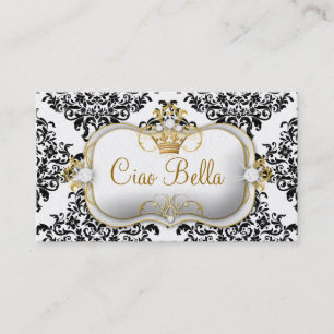 311 Ciao Bella & Lovey Dovey Damask Pearl Business Card