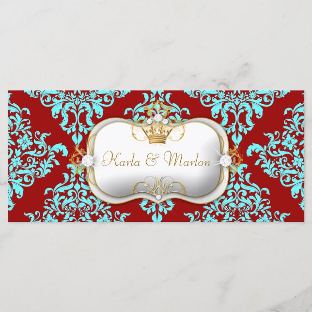 311 Ciao Bella Lovey Dovey Damask Wedding Program (Front)
