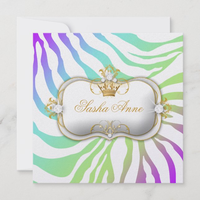 311 Ciao Bella Zebra Amethyst Rainbow Kiss Invitation (Front)