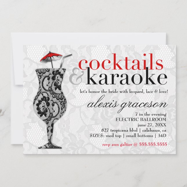 311 Cocktails & Karaoke Lace Invitation (Front)