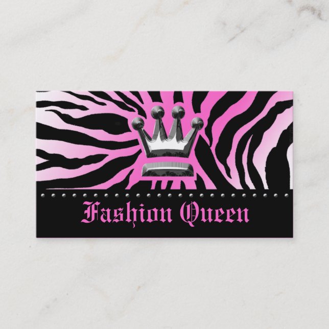 311-CROWN | ZEBRA PRINT HOTT PINK BUSINESS CARD (Front)