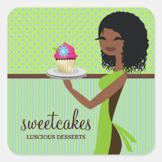 311 Cupcake Cutie Blue Green African American Square Sticker