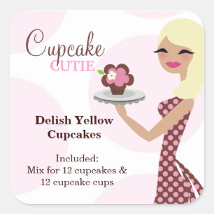 311 Cupcake Cutie Light Blonde Labael Square Sticker