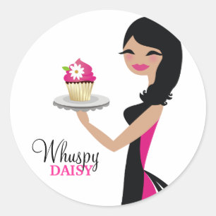 311-Daisy Cupcake Cutie Wavy Brunette Classic Round Sticker