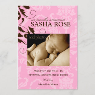 311-Damask Baby Girl Announcement