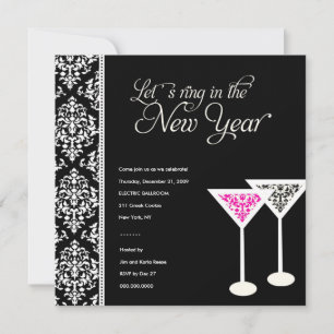 311-Damask Glass 2 New Years Eve Invitation