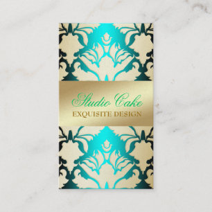 311 Damask Shimmer Aqua Sass Business Card