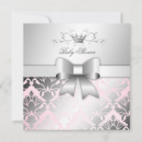 311-Damask Shimmer Bow Precious Pink Baby Shower