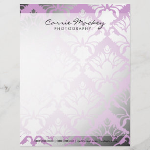 311-Damask Shimmer Lilac Custom Letterhead