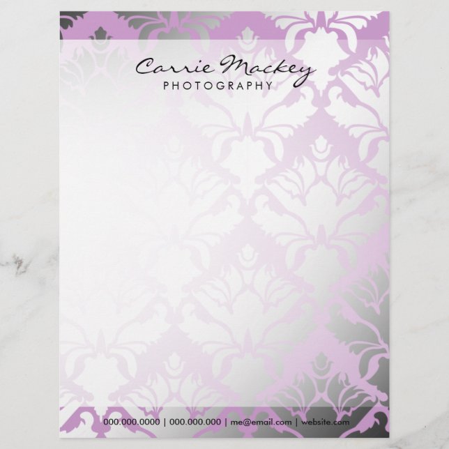 311-Damask Shimmer | Lilac Custom Letterhead (Front)