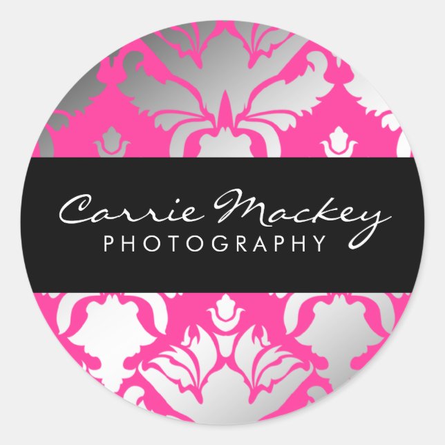 311-Damask Shimmer Pink Flame Sticker (Front)