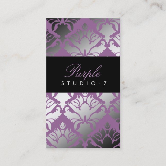 311 Damask Shimmer Purple Plush Business Card (Front)