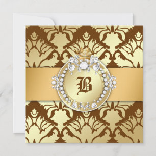 311-Damask Shimmer Queen Sweet 16 Chocolate Invitation