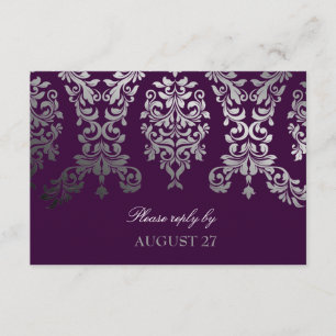 311 Dashing Damask Eggplant RSVP Card