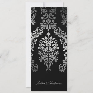 311 Dashing Damask Faux Silver Custom Invitation