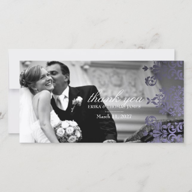 311 Dashing Damask Hydrangea Purple Thank You Card (Front)