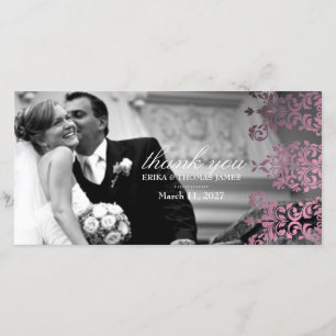 311-Dashing Damask   Light Pink Thank You Photo Card