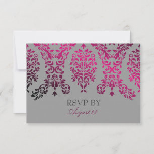 311-Dashing Damask Night Magenta Light Grey RSVP Card
