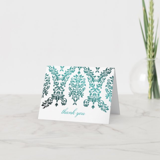 311 Dashing Damask Sea Garden Thank You Card (Front)