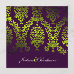 311-Dashing Damask   Secret Garden Eggplant Invitation