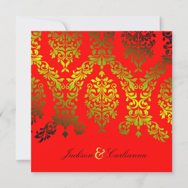 311-Dashing Damask | Secret Garden Red Hot Invitation (Front)