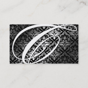 311-Dazzle Me Damask -C Monogram Black Business Card