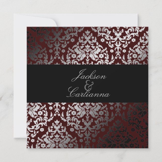 311-Dazzling Damask Chocolate Invitation (Front)