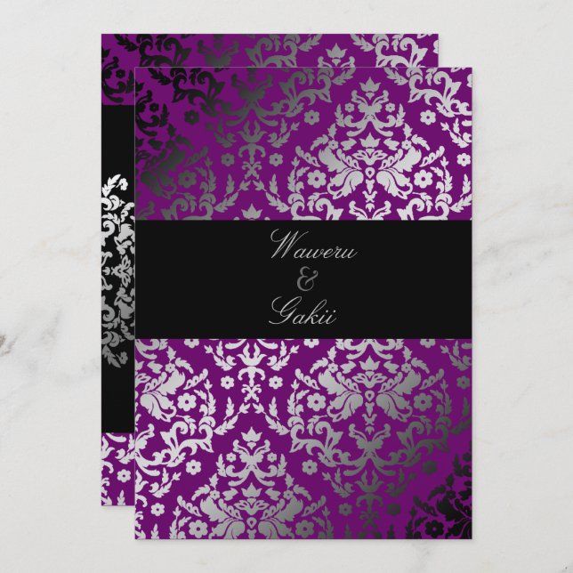 311-Dazzling Damask Extraordinary Purple Invitation (Front/Back)